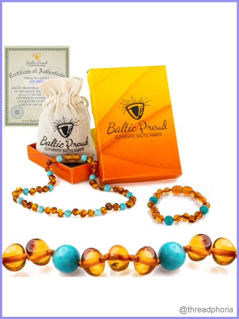 Genuine Baltic Amber Necklace & Bracelet Gift Set, 12.5" / 5.5"